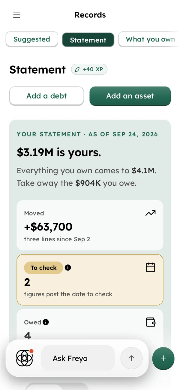 The Records statement in the Finna app on a phone